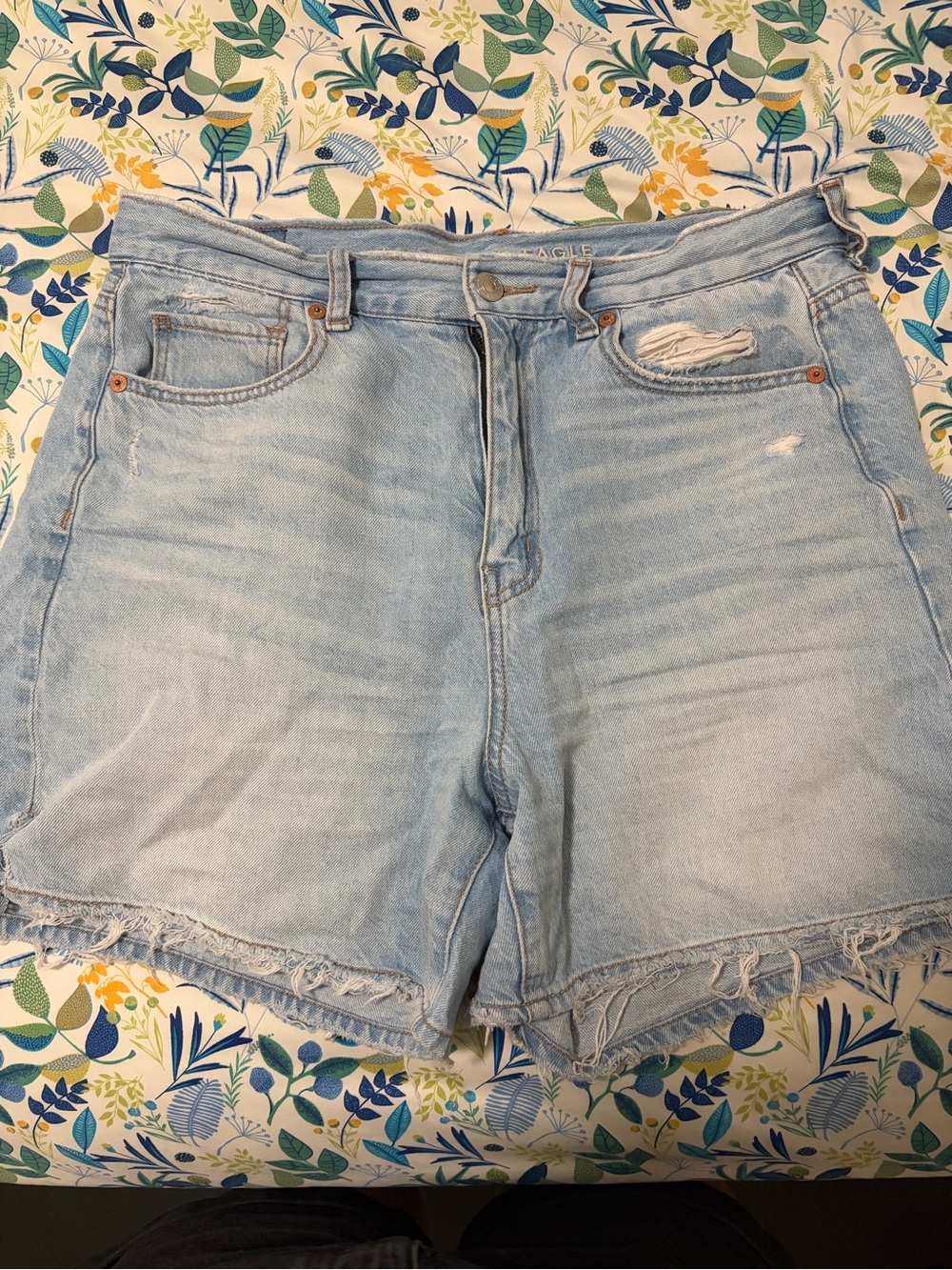 American Eagle Outfitters Light Blue High-Rise Cutoff Denim Shorts